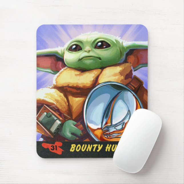 Vintage Bounty Hunter Grogu Illustration Mouse Pad (With Mouse)
