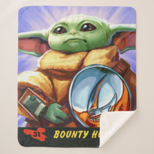Vintage Bounty Hunter Grogu Illustration Sherpa Blanket