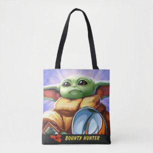 Vintage Bounty Hunter Grogu Illustration Tote Bag