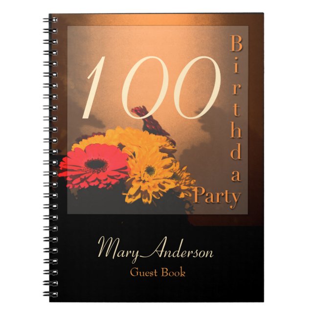 Vintage Bouquet 100th Birthday Party Guest Book (Front)