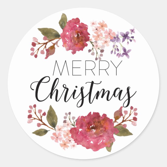 Vintage Bouquet Christmas Holiday | Classic Round Sticker (Front)