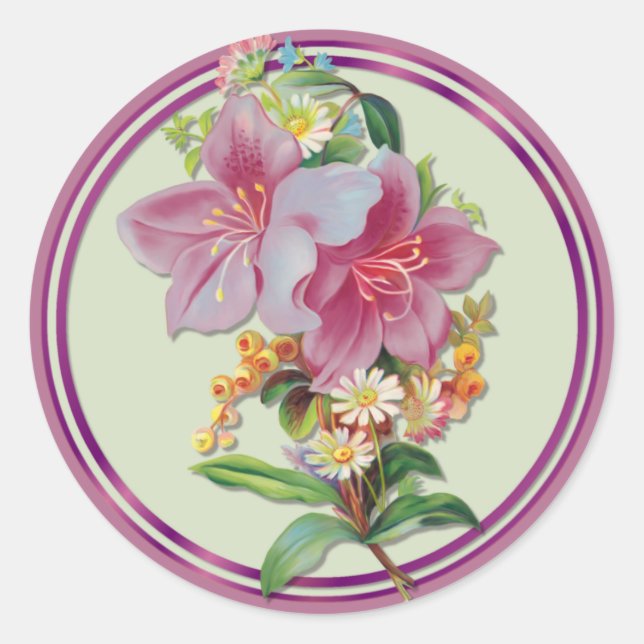 Vintage Bouquet Classic Round Sticker (Front)