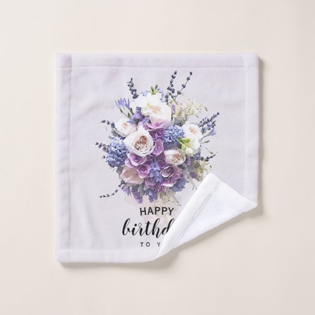 Vintage Bouquet | Customized Birthday Calligraphy Bath Towel Set (Wash Cloth)