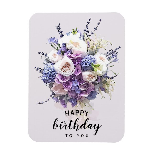 Vintage Bouquet | Customized Birthday Calligraphy Magnet (Vertical)