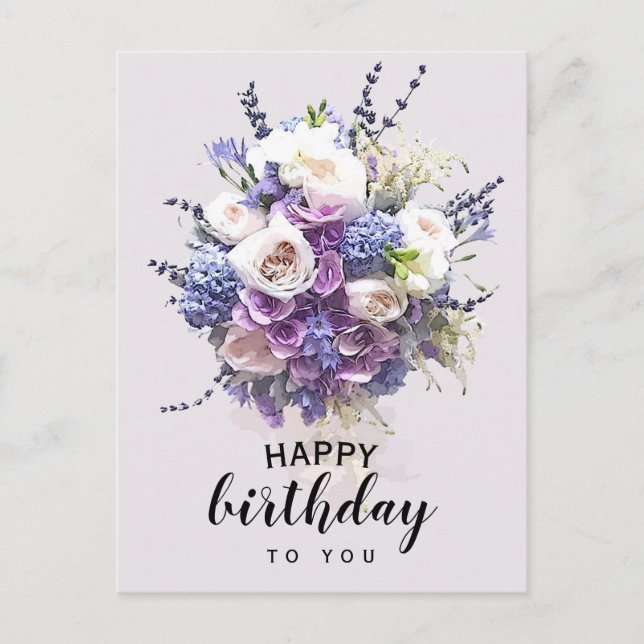 Vintage Bouquet | Customized Birthday Calligraphy Postcard (Front)