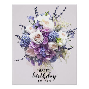 Vintage Bouquet   Customized Birthday Calligraphy Poster