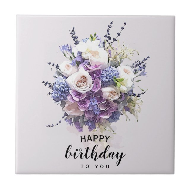 Vintage Bouquet | Customized Birthday Calligraphy Tile (Front)