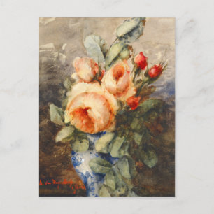 Vintage Bouquet of roses in a vase Postcard