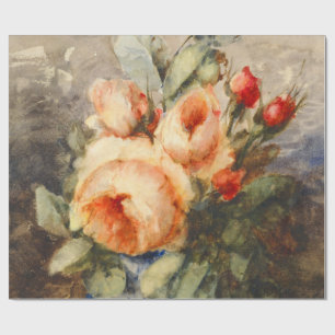 Vintage Bouquet of roses in a vase Wrapping Paper