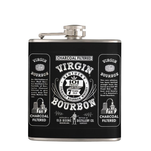 Vintage Bourbon Label Hip Flask (Front)