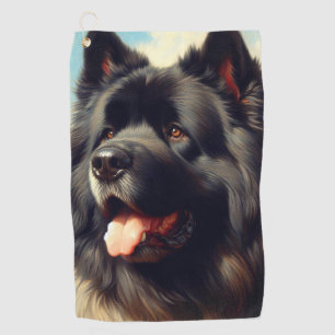 Vintage Bouvier des Flandres Painting Golf Towel