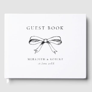 Vintage Bow Black & White Wedding Guest Book