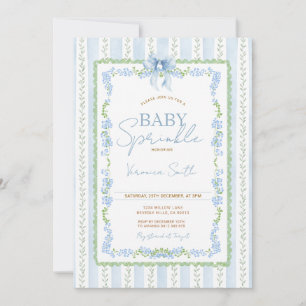 Vintage Bow Blue Baby Sprinkle Invitation