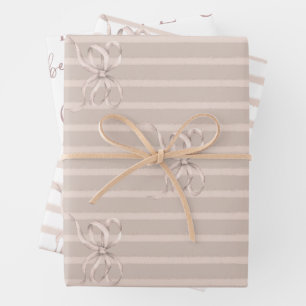 Vintage Bow Cafe Bebe Coffee Baby Shower Wrapping Paper Sheet