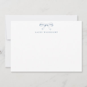 Vintage Bow Dusty Blue Personalized Flat Card