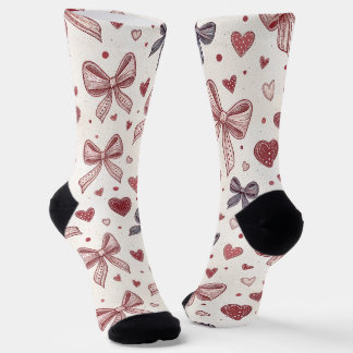  Vintage Bow & Heart Cute Socks