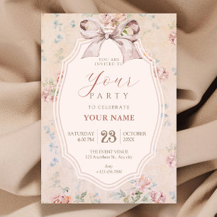 Vintage bow invitation