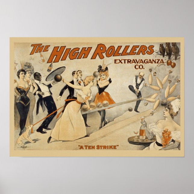 Vintage Bowling Advertisement Poster (Front)