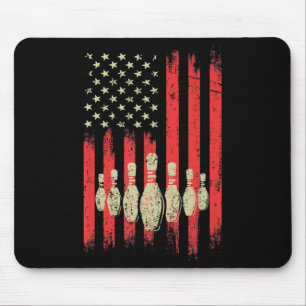 Vintage Bowling American USA Flag Bowling  Mouse Pad