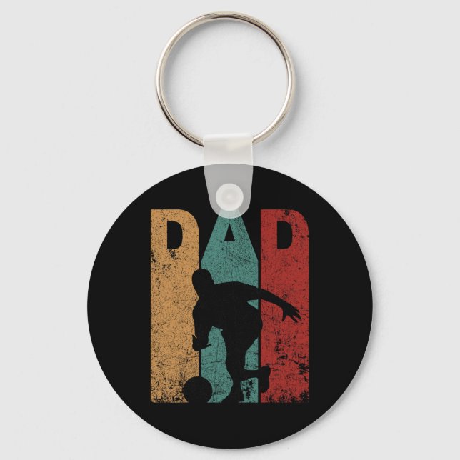 Vintage Bowling Dad Fathers Day Bowling Father  Keychain (Front)
