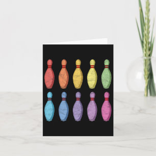 Vintage Bowling Pin Rainbow Pop Art 80's Retro Gra Card