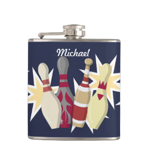 Vintage Bowling Themed Hip Flask