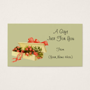 Vintage Box Of Roses Personalized Gift Card Tag
