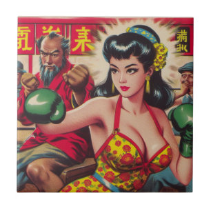 Vintage Boxe Girl Tile