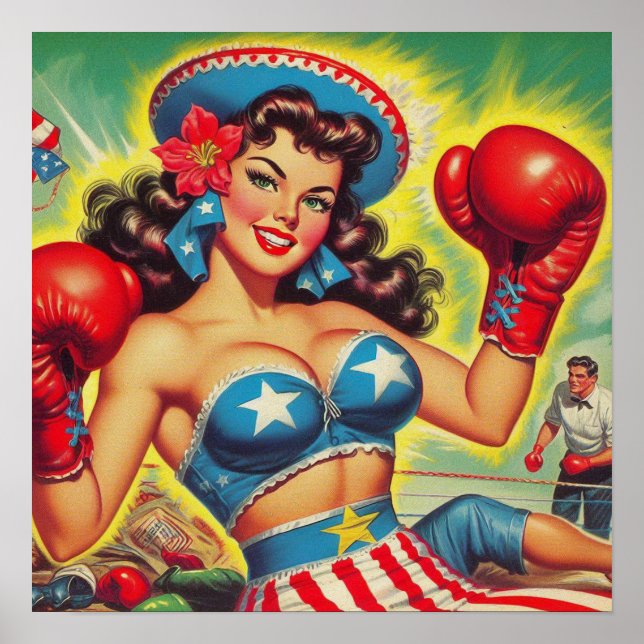Vintage Boxe Pin-up Poster (Front)