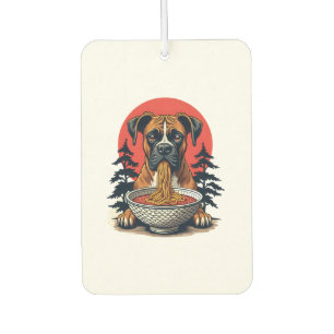 Vintage Boxer Dog Eating Ramen Japanese Sunset Ill Air Freshener