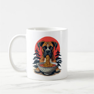 Vintage Boxer Dog Eating Ramen Japanese Sunset Ill Coffee Mug
