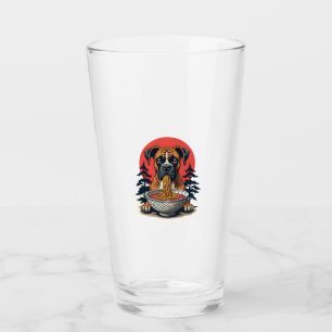 Vintage Boxer Dog Eating Ramen Japanese Sunset Ill Glass