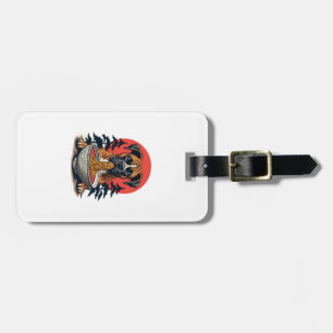 Vintage Boxer Dog Eating Ramen Japanese Sunset Ill Luggage Tag