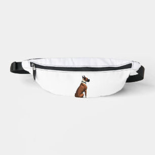 Vintage Boxer Dog From Behind Illustration Brown W Fanny Pack
