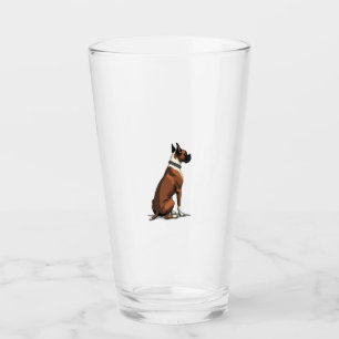 Vintage Boxer Dog From Behind Illustration Brown W Glass