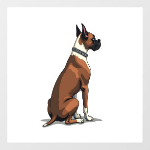 Vintage Boxer Dog From Behind Illustration Brown W Window Cling