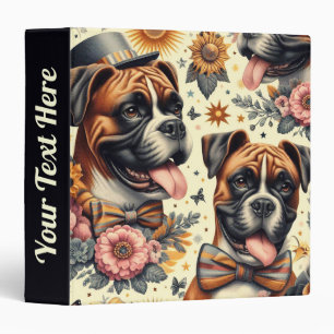 Vintage Boxer Dog Illustration Binder