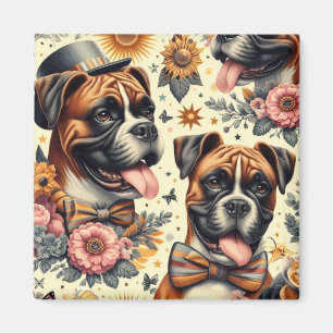 Vintage Boxer Dog Illustration Magnet