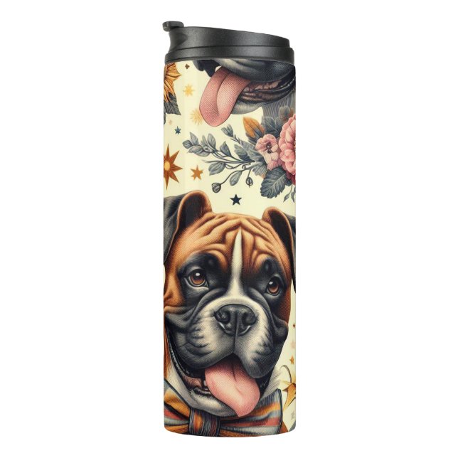 Vintage Boxer Dog Illustration Thermal Tumbler (Rotated Right)