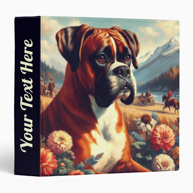 Vintage Boxer Dog Painting Binder (Front/Spine)