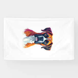 Vintage Boxer Dog Portrait Colour Splash Pop Art I Banner