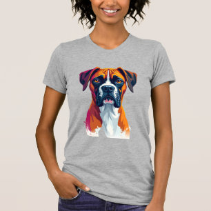 Vintage Boxer Dog Portrait Colour Splash Pop Art I T-Shirt