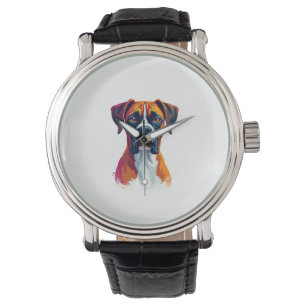 Vintage Boxer Dog Portrait Colour Splash Pop Art I Watch