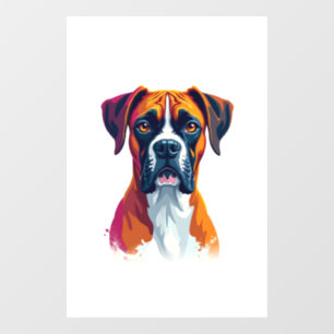 Vintage Boxer Dog Portrait Colour Splash Pop Art I Window Cling