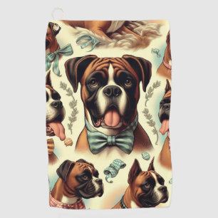 Vintage Boxer Dog Seamless Golf Towel