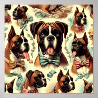 Vintage Boxer Dog Seamless