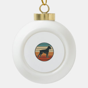 Vintage Boxer Dog Sunset Engraving Vector Design_1 Ceramic Ball Christmas Ornament