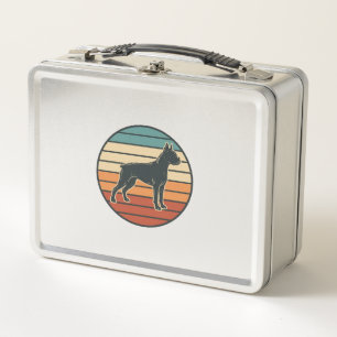 Vintage Boxer Dog Sunset Engraving Vector Design_1 Metal Lunch Box