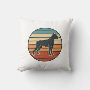 Vintage Boxer Dog Sunset Engraving Vector Design_1 Throw Pillow