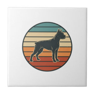 Vintage Boxer Dog Sunset Engraving Vector Design_1 Tile